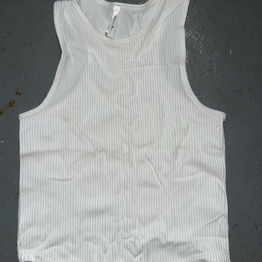 Active USA - White Ribbed Tank Top S